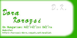 dora korozsi business card